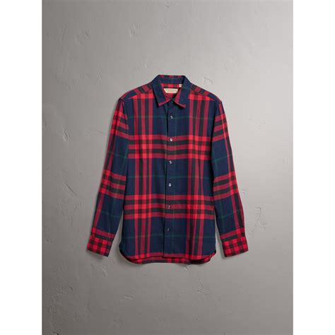 burberry flannel blue|Men's Burberry Shirts .